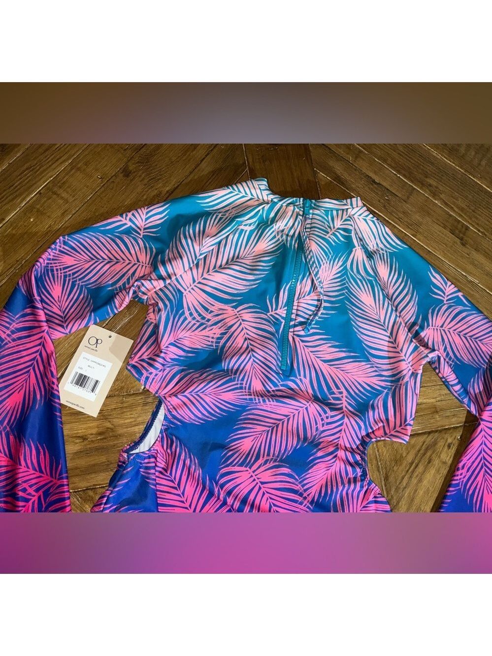 OP Ocean Pacific one piece rash guard with cut out sides - size large - NWT - Picture 7 of 10
